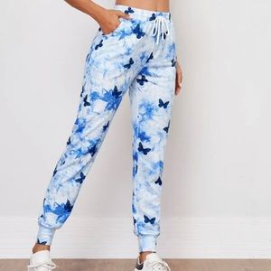 Blue butterfly sweatpants